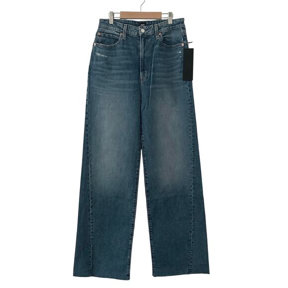 Edwin Women's Nova Forward Seam Wide Leg Raw Hem Denim Jeans Medium Wash 29 New - Picture 1 of 9
